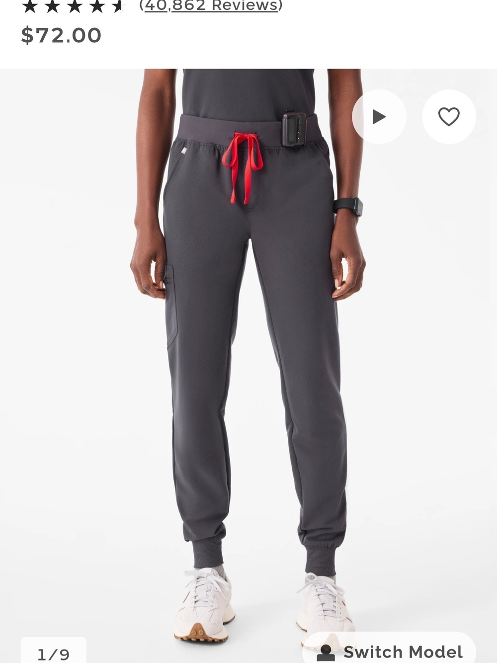 Figs High Waisted Zamora Charcoal Joggers S